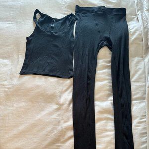SKIMS, Cotton Ribbed, Black Set, Size Small